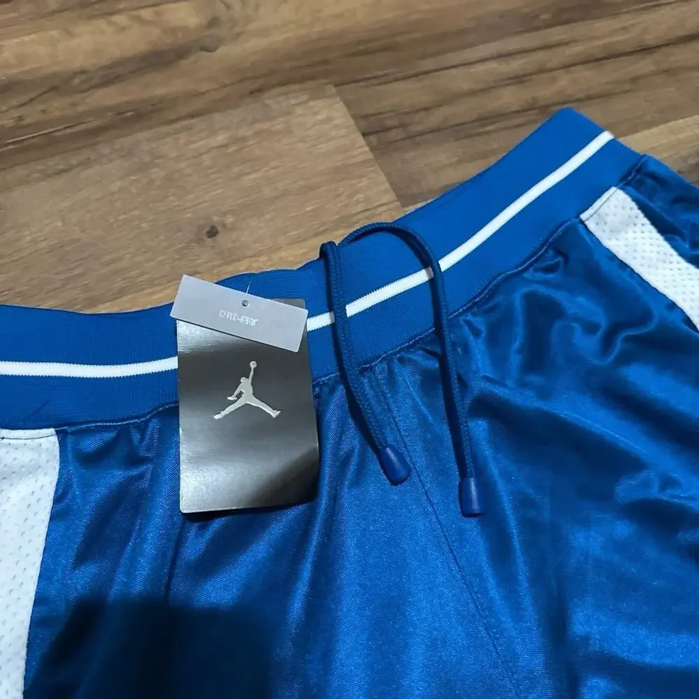 2005 Air Jordan Shiny Silky Dazzle Basketball Dri-Fit Blue White Shorts